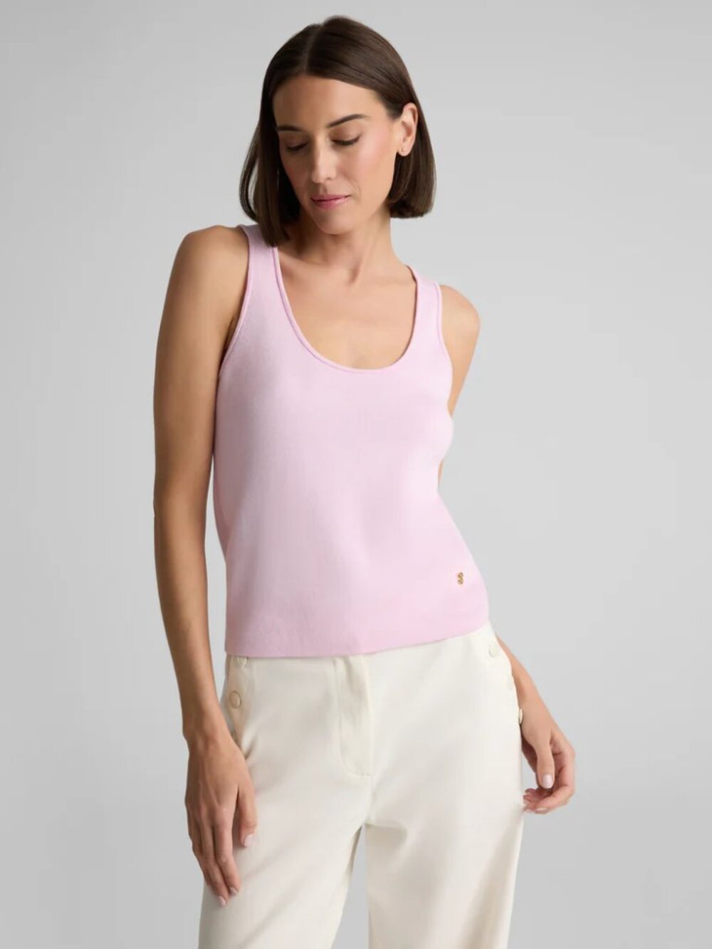 St. John Classic Santana Knit Peony Sleeveless Top size S